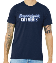 Load image into Gallery viewer, BRIGHT LIGHTS, CITY NIGHTS Mens Volunteer T-shirt