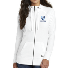 Load image into Gallery viewer, New Era® Women&#39;s Sueded Cotton Blend Full-Zip Hoodie - BASKETBALL